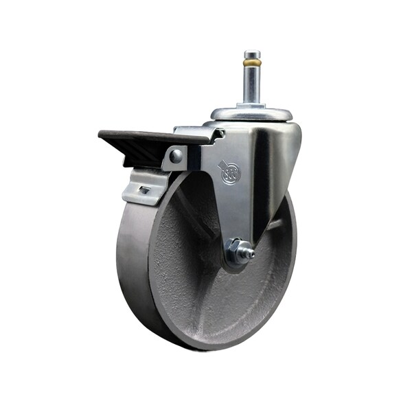 Service Caster Semi Steel Swivel Grip Ring Caster 5'' Wheel & 7/16'' Stem w/Brake SCC-GR20S514-SSS-PLB-716138 - main